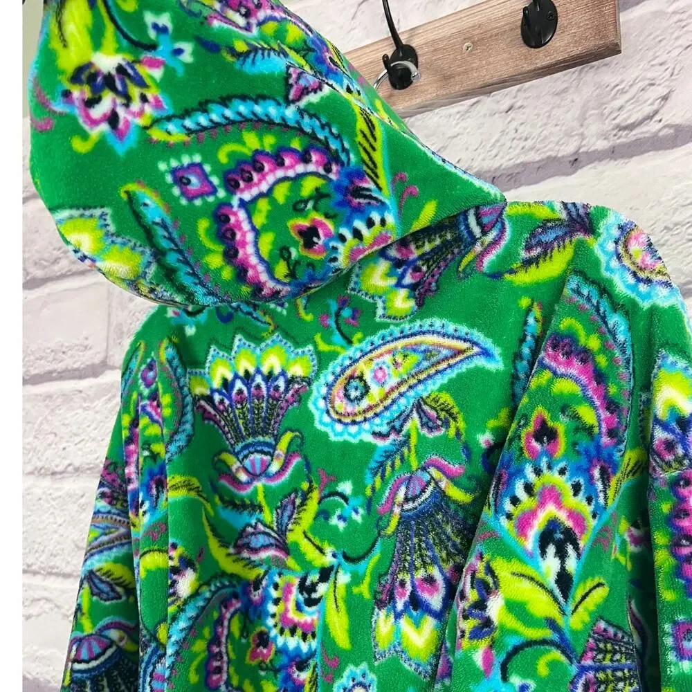 Vera Bradley Womens S/M Boho Maximalist Y2K Plush Loungewear Hooded Tie Robe